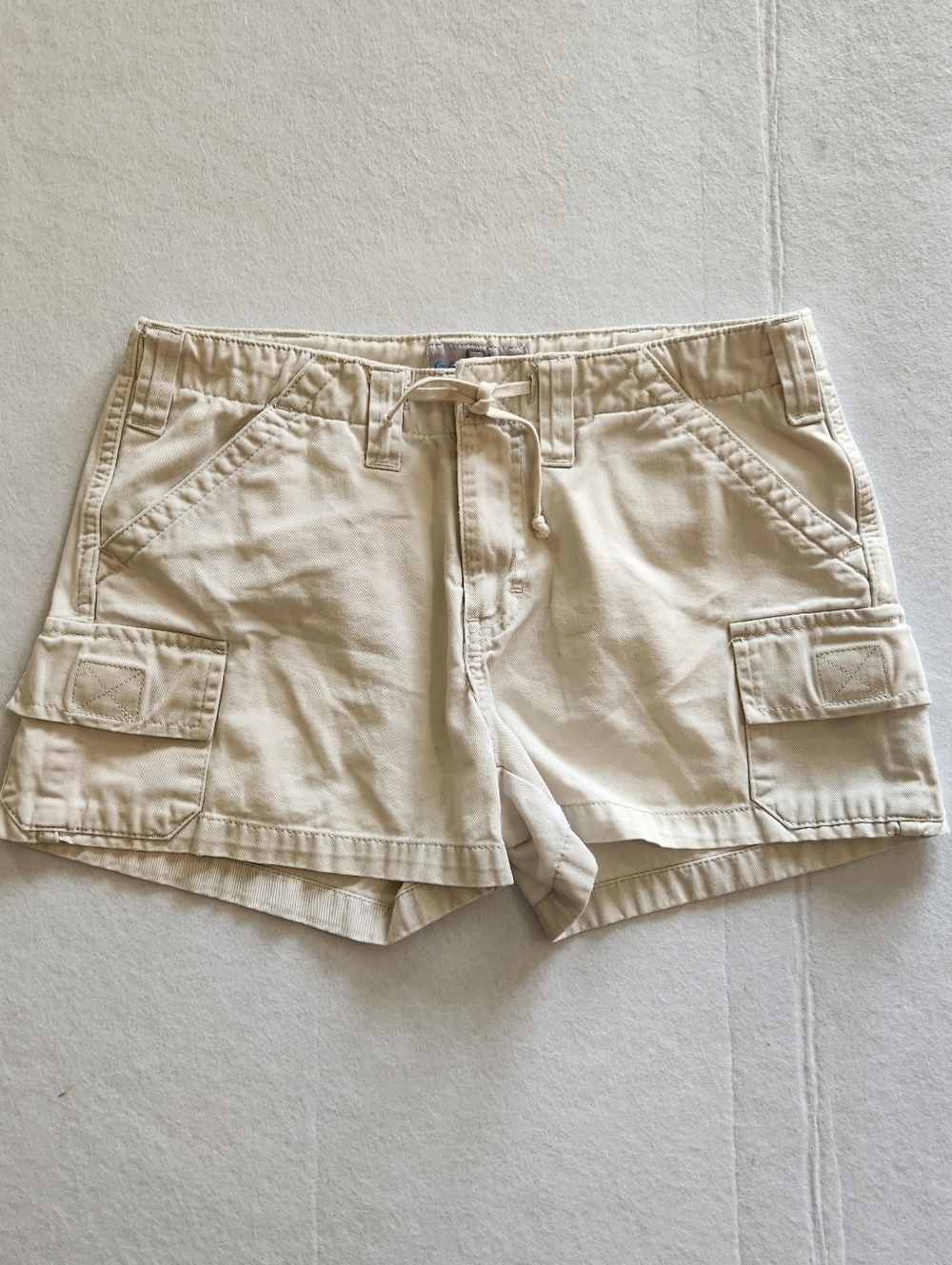 Gasoline Brand Beige Cotton Shorts - Drawstring Waist Size 3/4